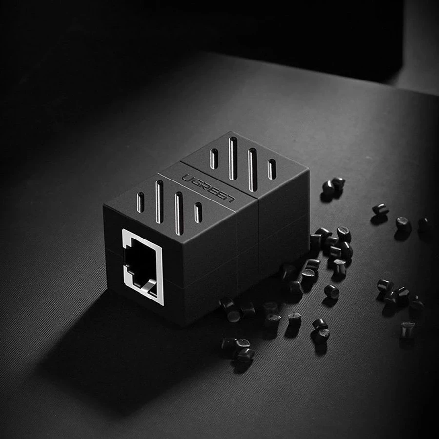 Ugreen NW114 (20390) CAT-7 RJ45 Female to Female Keystone Jack Black Coupler #20390 (1 Pcs)