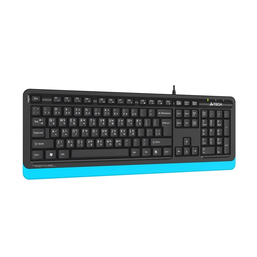 A4tech FK10 Fstyler Wired Blue Multimedia Keyboard with Bangla