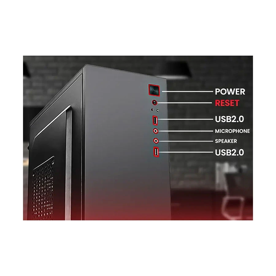 Power Train PT-M117B Mid Tower Black Micro-ATX Desktop Casing with Standard PSU